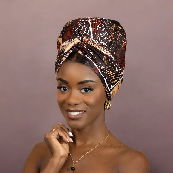 Turban facile - Bonnet en satin - Marron