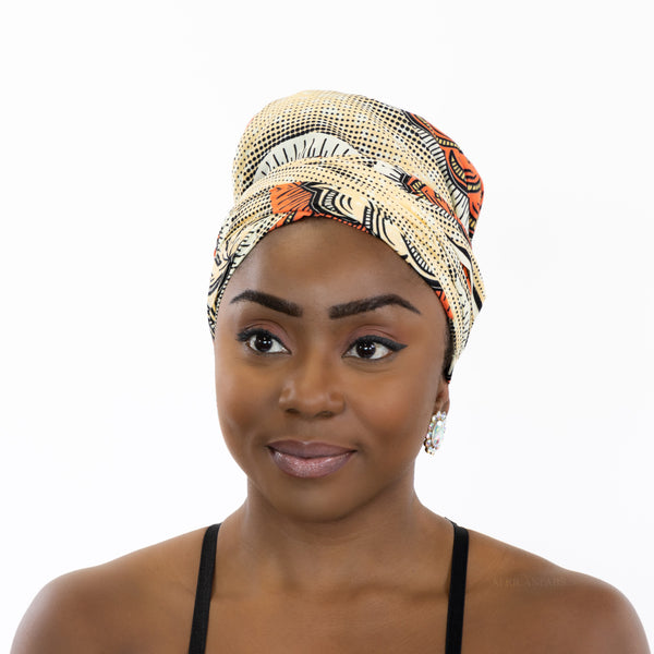 Easy headwrap / einfaches Kopftuch - Satinfutter - Lachs