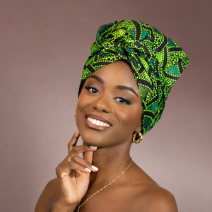 Easy headwrap - Satin lined hair bonnet - Green