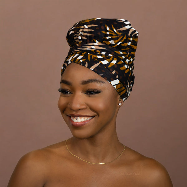 Easy headwrap / einfaches Kopftuch - Satinfutter - Braun