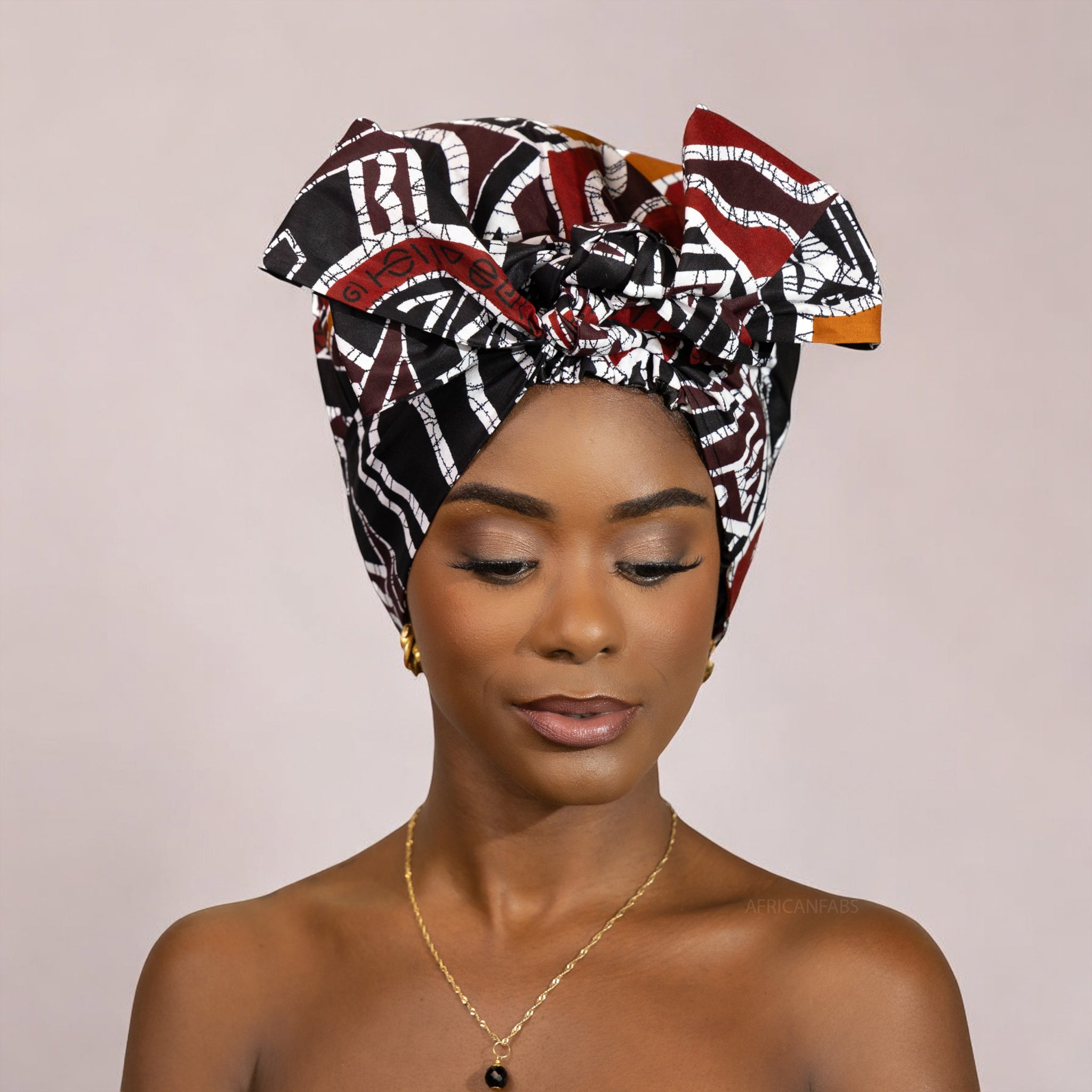 Easy headwrap / einfaches Kopftuch - Satinfutter - Bordeaux / Schwarz