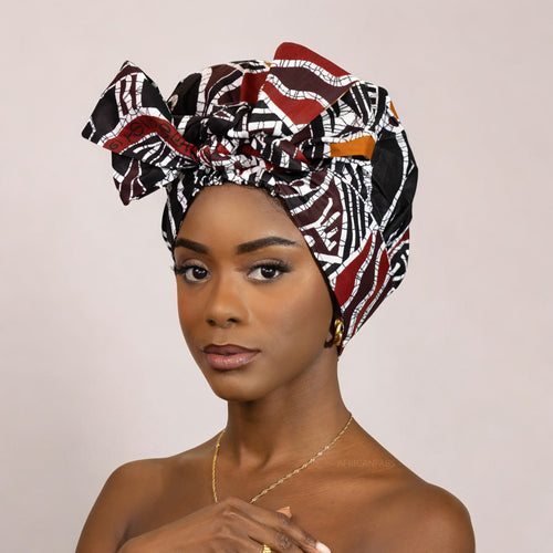 Easy headwrap / einfaches Kopftuch - Satinfutter - Bordeaux / Schwarz