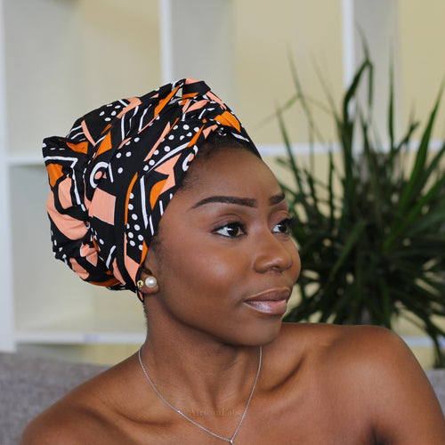 Easy headwrap - Satin lined hair bonnet - Salmon