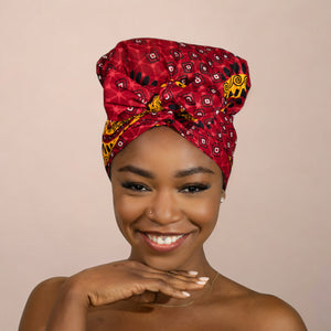 Easy headwrap / einfaches Kopftuch - Satinfutter - Rot Dotted Patterns