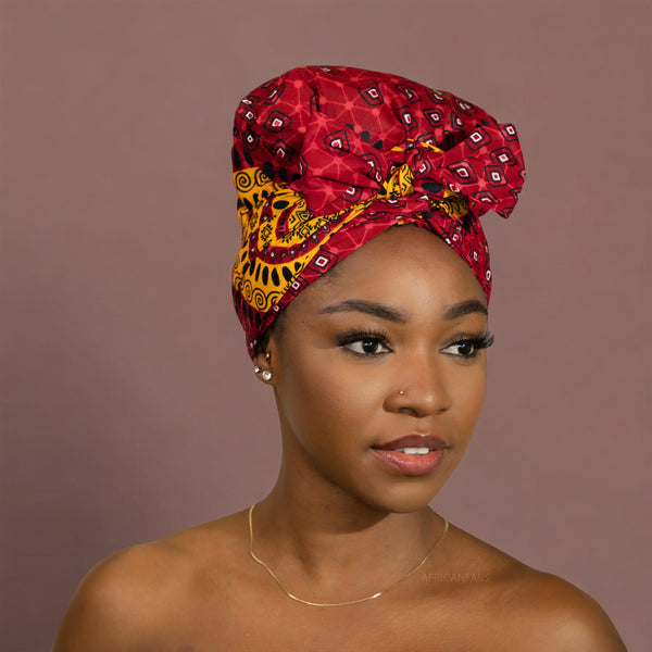 Easy headwrap / einfaches Kopftuch - Satinfutter - Rot Dotted Patterns