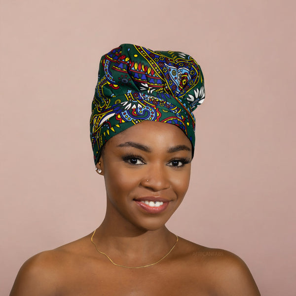 Easy headwrap / einfaches Kopftuch - Satinfutter - Multicolor Paisley