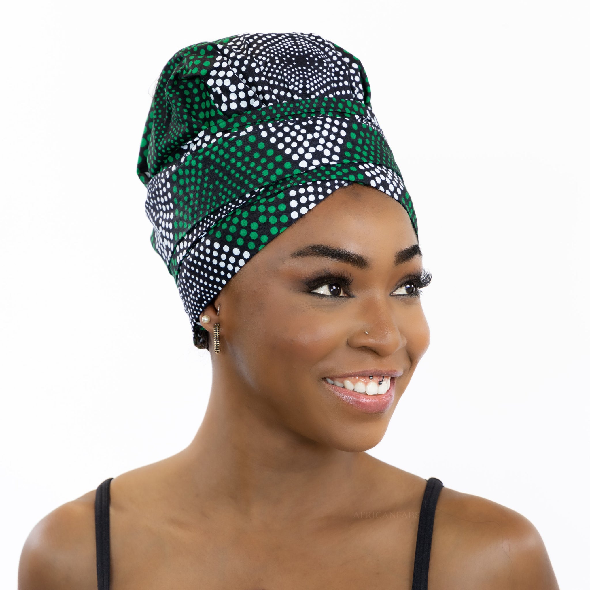 Turban facile - Bonnet en satin - Vert Diamonds