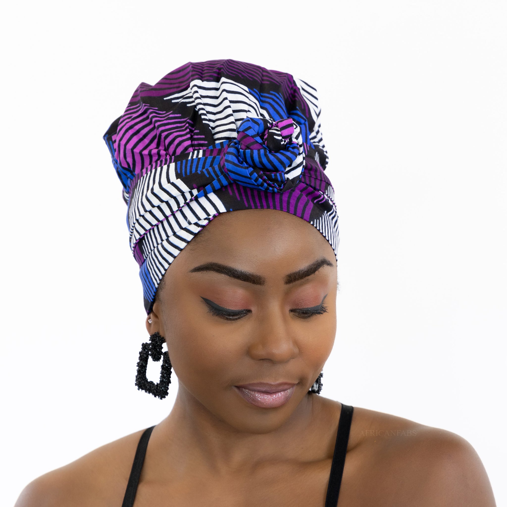 Easy headwrap / einfaches Kopftuch - Satinfutter - Lila Swirl