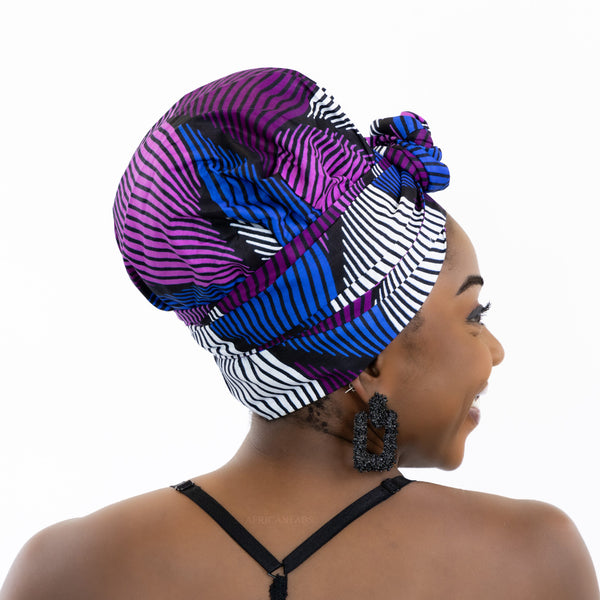 Turban facile - Bonnet en satin - Violet Swirl