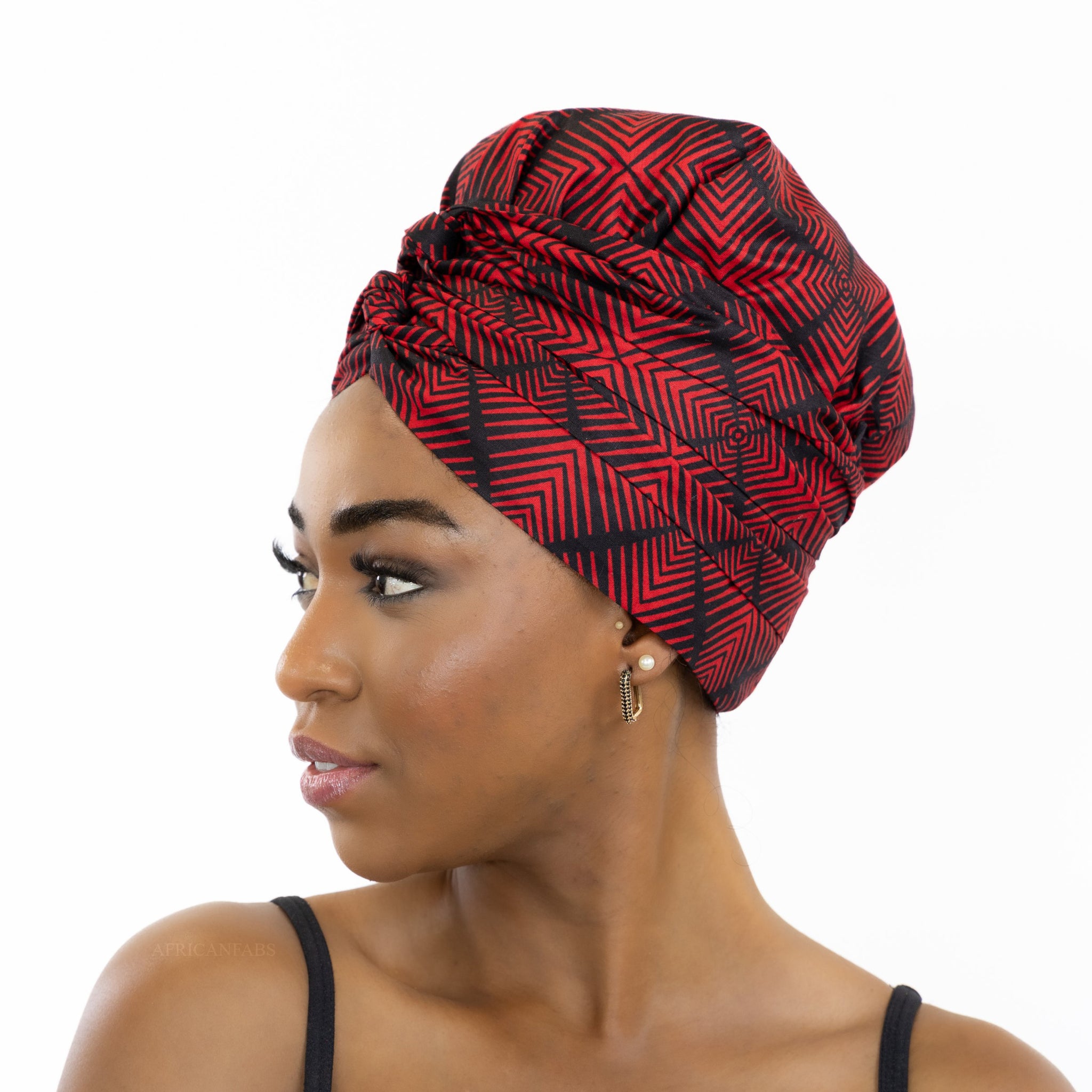 Easy headwrap / einfaches Kopftuch - Satinfutter - Rot Swirl