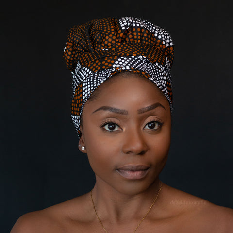 Easy headwrap - Satin lined hair bonnet - Diamond brown