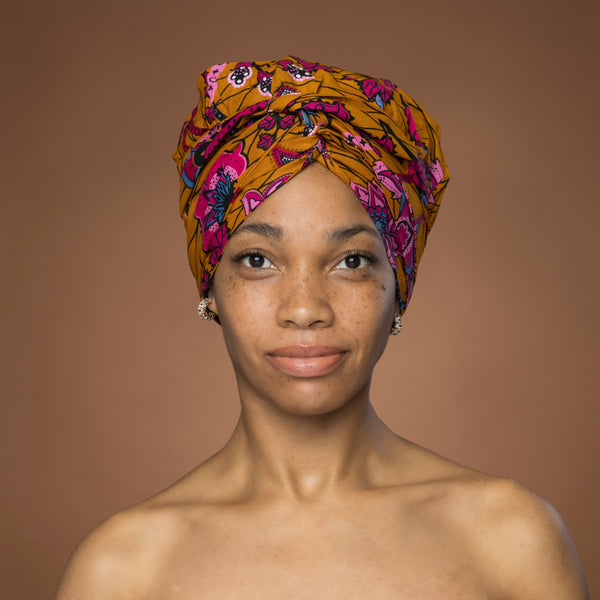 Turban facile - Bonnet en satin - Moutarde & Rose