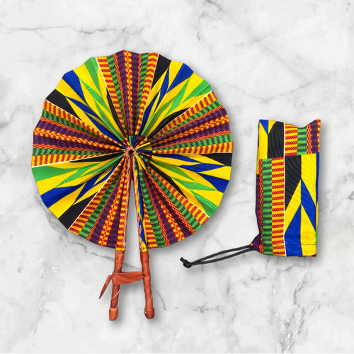 Afrikanischer Handfächer - Ankara Druck Handfächer - Mehrfarbig Kwaku