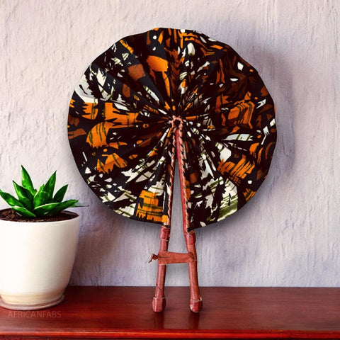 African Hand fan - Ankara print Hand fan - Kobi - Black