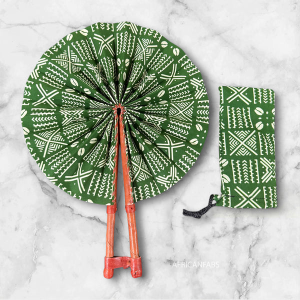 African Hand fan - Ankara print Hand fan - Friday - Green