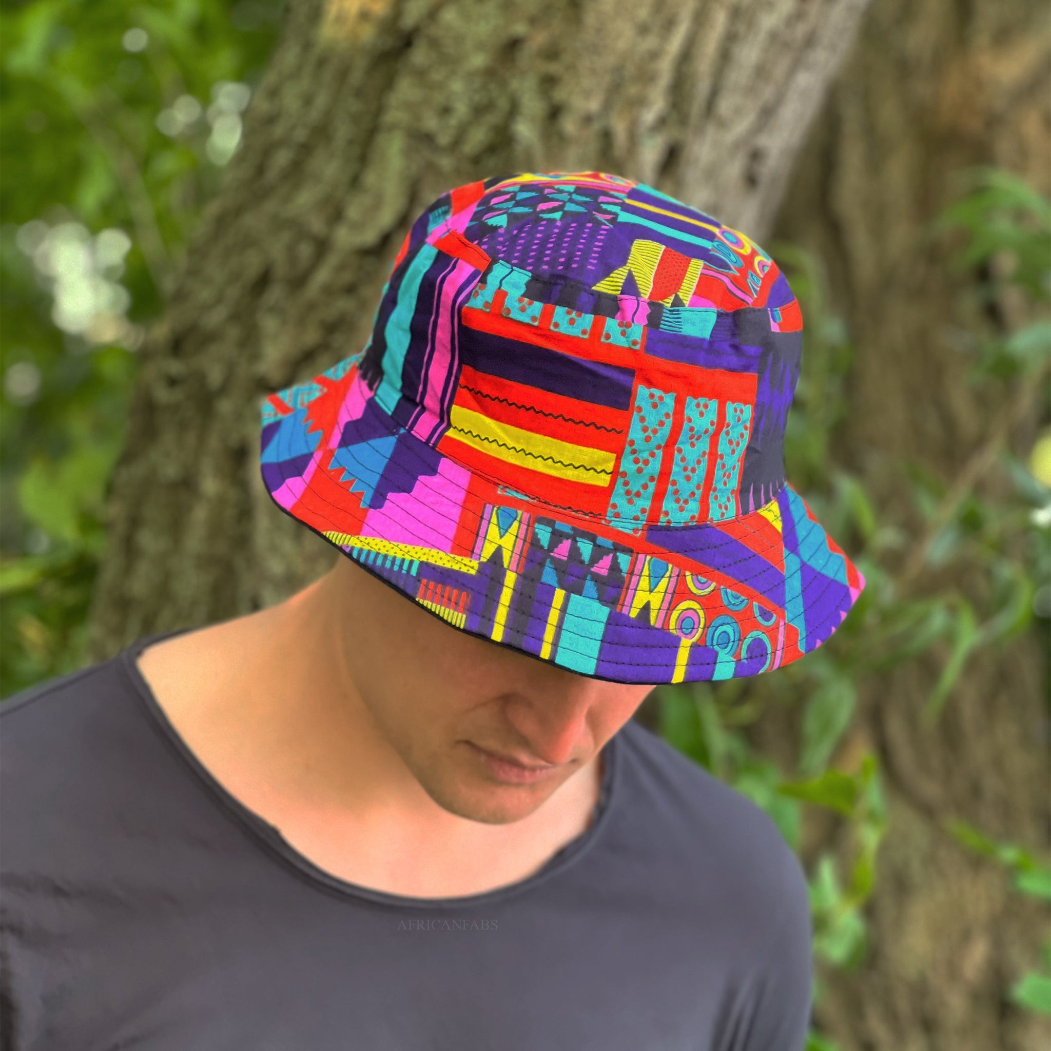 Bucket hat / Fischerhut mit afrikanischem Print - Multi color  Kente - Kinder & Erwachsene Größen (Unisex)