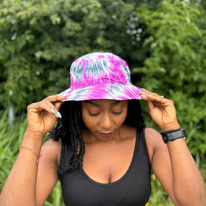 Bucket hat / Fischerhut mit afrikanischem Print - Lila Tie Dye - Kinder & Erwachsene Größen (Unisex)