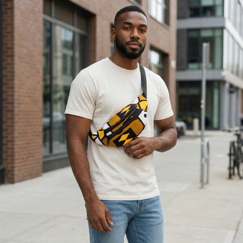 Bauchtasche mit afrikanischem Print Gürteltasche / Fanny pack / Hüfttasche / Bumbag - Senf gelb samakaka - mit verstellbarem Gurt