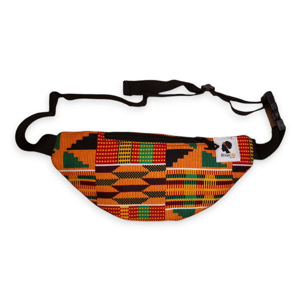 African Print Fanny Pack - Orange Kente - Ankara Waist Bag / Bum bag / Festival Bag