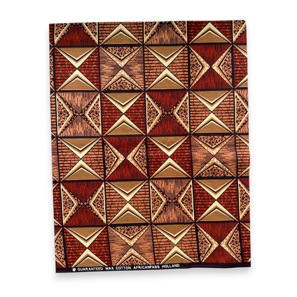 Fat Quarter African Wax Print Fabric - Brown FTQ 8712 - Quilting & Patchwork (45 x 57 cm / 18 x 22 inch)