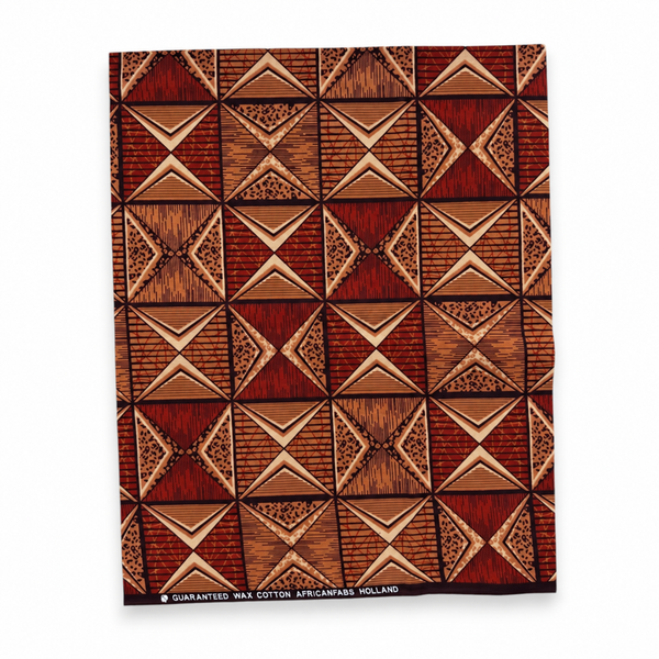 Fat Quarter Afrikanischer Wax Print Stoff - Braun FTQ 8712 - Quilting & Patchwork (45 x 57 cm / 18 x 22 inch)