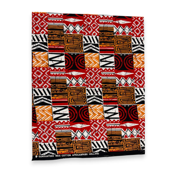 Fat Quarter African Wax Print Fabric - Red FTQ 8718 - Quilting & Patchwork (45 x 57 cm / 18 x 22 inch)