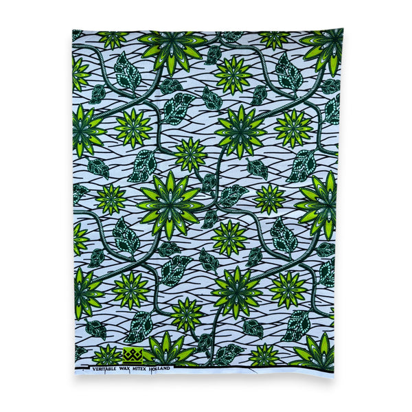 Fat Quarter African Wax Print Fabric - Green FTQ 8732 - Quilting & Patchwork (45 x 57 cm / 18 x 22 inch)