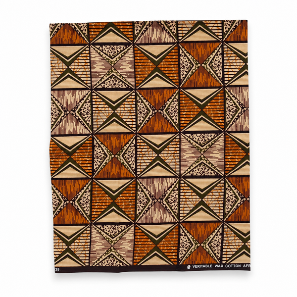 Fat Quarter Coupons Tissu Wax Africain - Orange Beige FTQ 8739 - Quilting & Patchwork (45 x 57 cm / 18 x 22 inch)