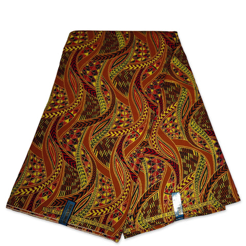 African print fabric - Exclusive Embellished Glitter effects 100% cotton - GL-4002 Brown Gold