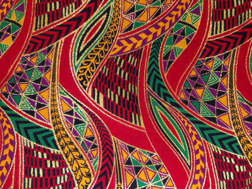African print fabric - Exclusive Embellished Glitter effects 100% cotton - GL-4004 Red Green