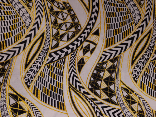 African print fabric - Exclusive Embellished Glitter effects 100% cotton - GL-4005 White Gold