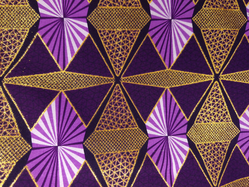 African print fabric - Exclusive Embellished Glitter effects 100% cotton - GL-4008 Purple Gold