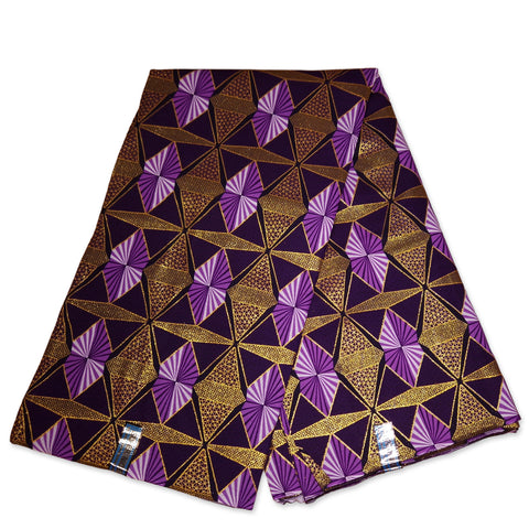 African print fabric - Exclusive Embellished Glitter effects 100% cotton - GL-4008 Purple Gold