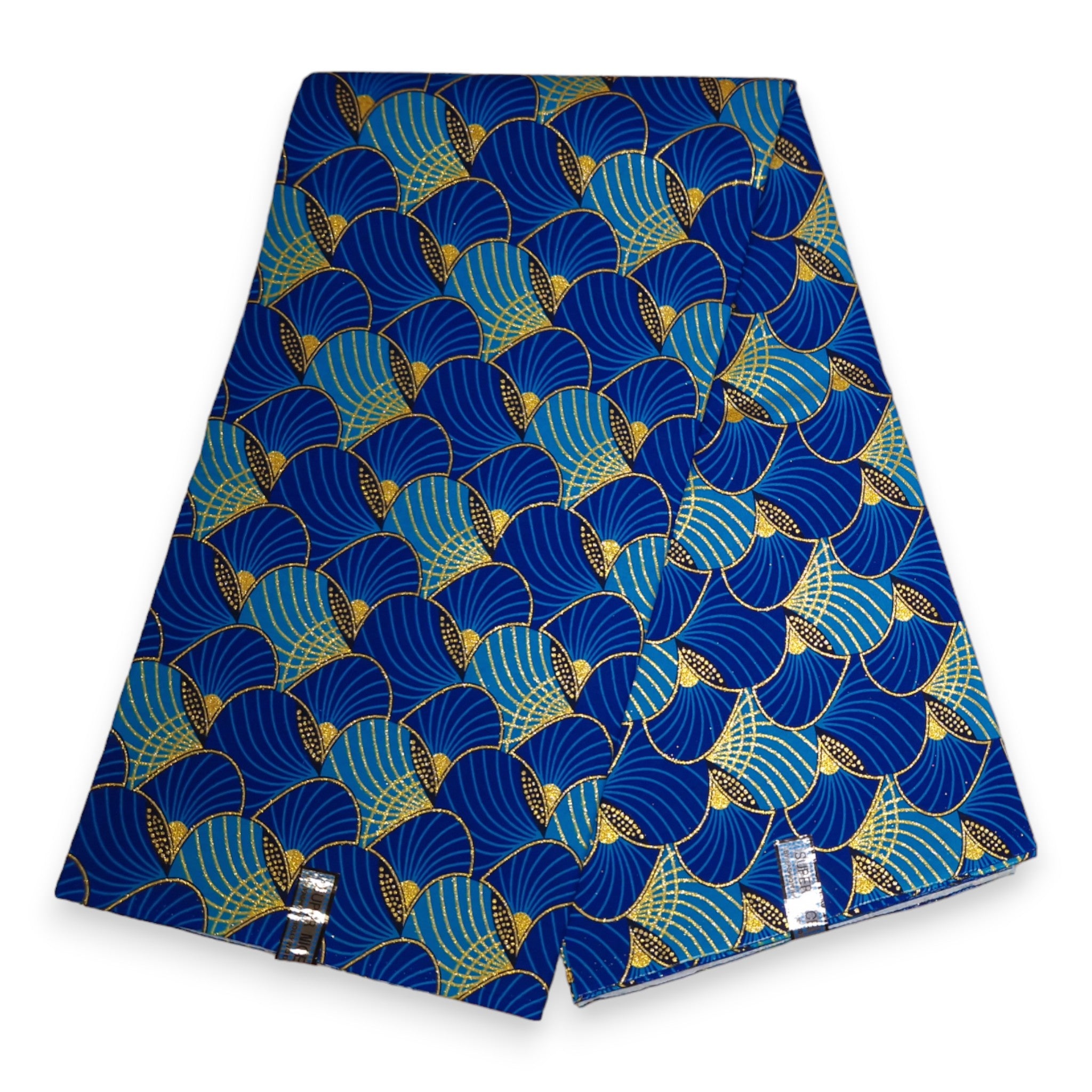 African print fabric - Exclusive Embellished Glitter effects 100% cotton - GL-4011 Blue Gold