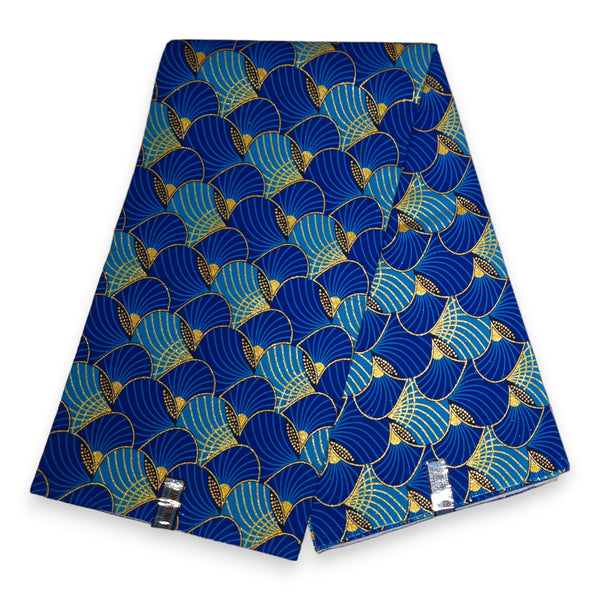African print fabric - Exclusive Embellished Glitter effects 100% cotton - GL-4011 Blue Gold