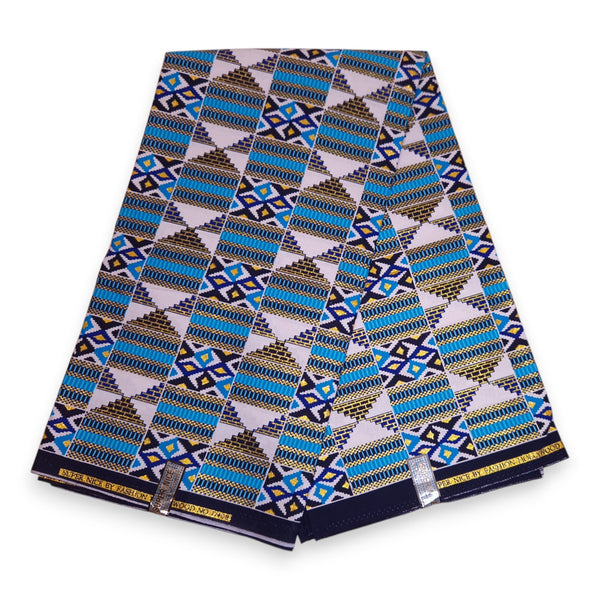 African print fabric - Exclusive Embellished Glitter effects 100% cotton - GL-4026 Blue Gold Kente