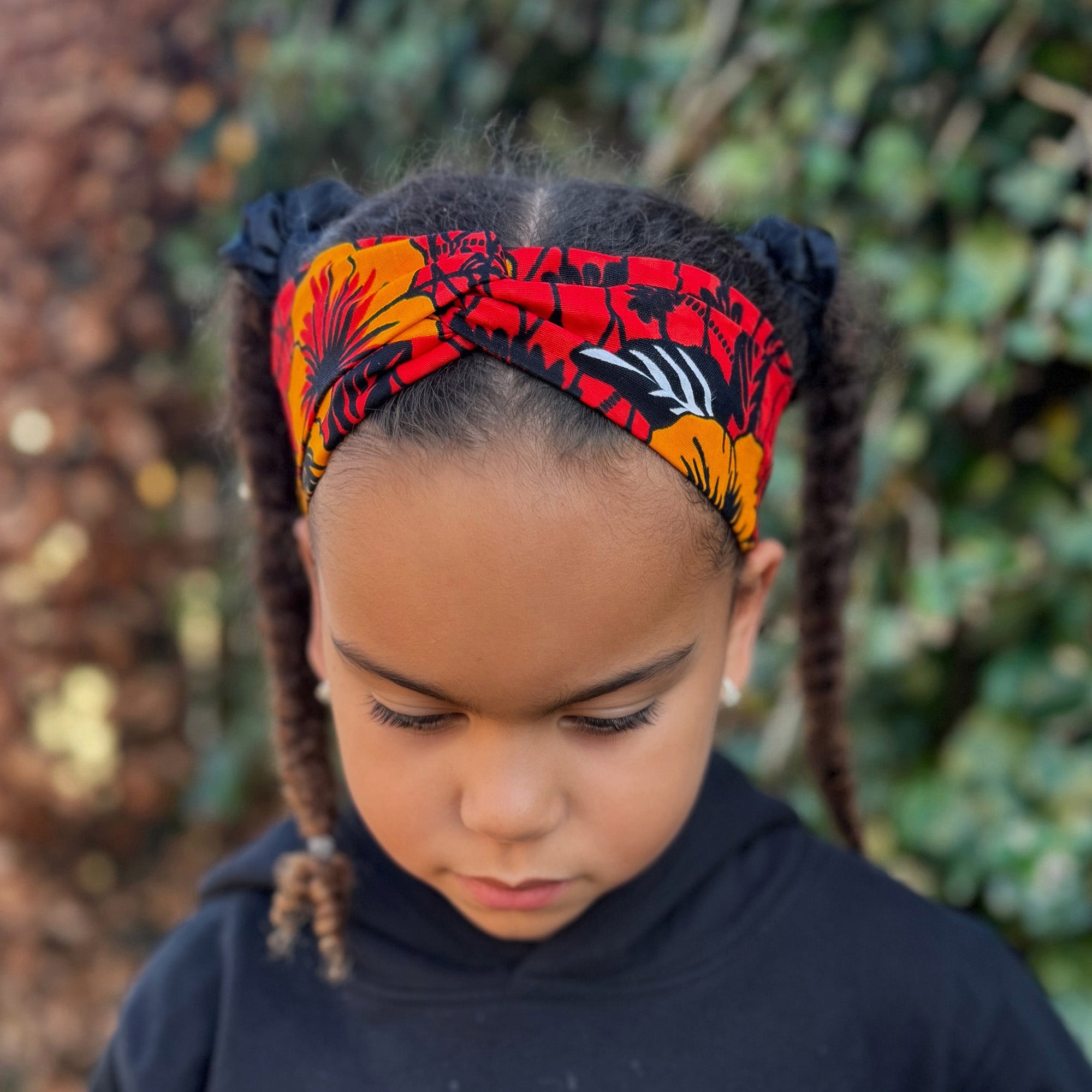 Bandeau imprimé africain - Enfants - Accessoires pour cheveux - Fleur rouge