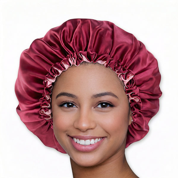 Black Detangler brush + Red Satin Hair Bonnet | Comb for curls | Afro hair brush