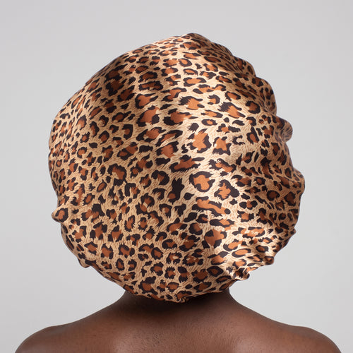 Leopard print Satin bonnet / Schlafhaube / Hair Bonnet / Nachtmütze zum Schlafen