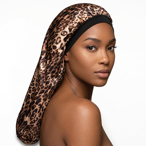 Satin bonnet for Dreadlocks / Braids / Rasta - Leopard print Dreadsock / Satin night cap / Hair bonnet