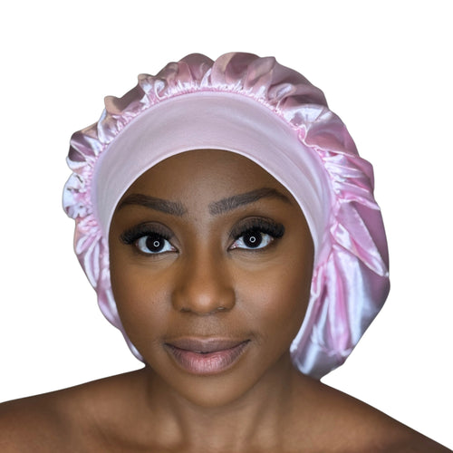 Bonnet de nuit en satin - Rose ( Bonnet de sommeil en satin )