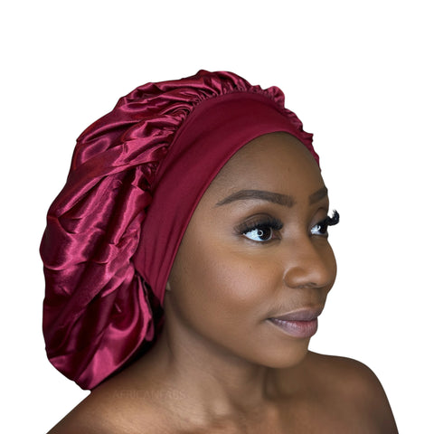 Bonnet de nuit en satin - Rouge ( Bonnet de sommeil en satin )