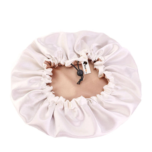 Khaki Satin bonnet + Satin-Haargummi  ( Schlafhaube / Hair Bonnet / Nachtmütze zum Schlafen )