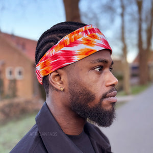 Haarband / Stirnband / Kopfband in Afrikanischer Print - Unisex Erwachsene -Orange Tie Dye