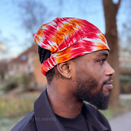 Haarband / Stirnband / Kopfband in Afrikanischer Print - Unisex Erwachsene -Orange Tie Dye