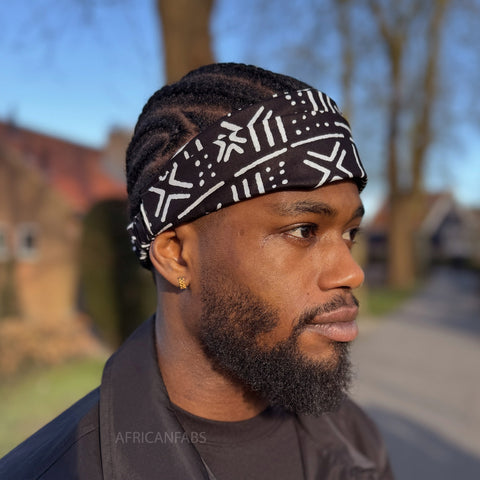 African print Headband - Unisex Adults - Hair Accessories - Black White X Bogolan