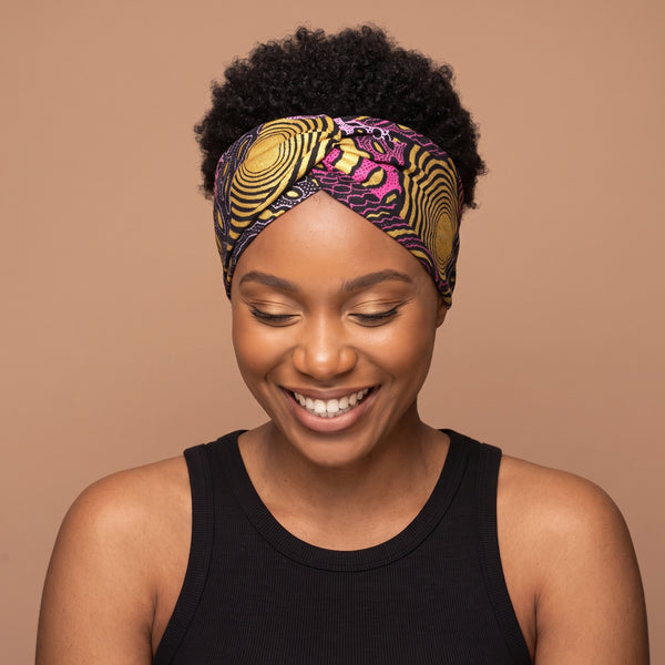 African print Headband - Adults - Hair Accessories - Pink Gold Patterns