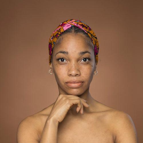 Bandeau imprimé africain - Adultes - Accessoires pour cheveux - Moutarde Rose Botanical Flow