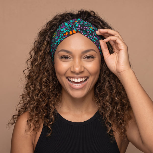 African print Headband - Adults - Hair Accessories - Turquoise Purple Ocean Eye
