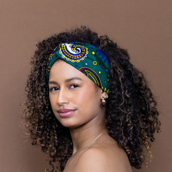 Bandeau imprimé africain - Adultes - Accessoires pour cheveux - Vert Multicolore Paisley